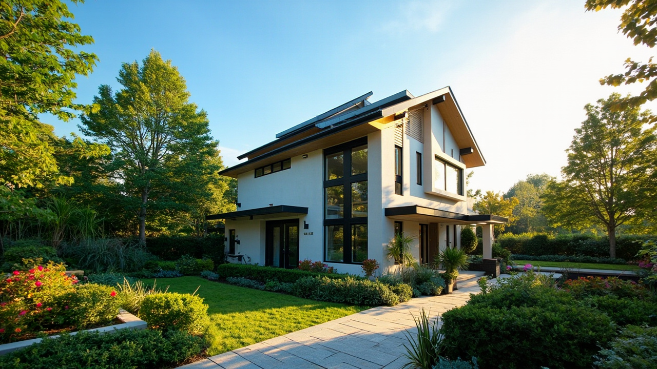 Maison moderne avec grand espace interieur  
Maison avec étage et espace optimisé