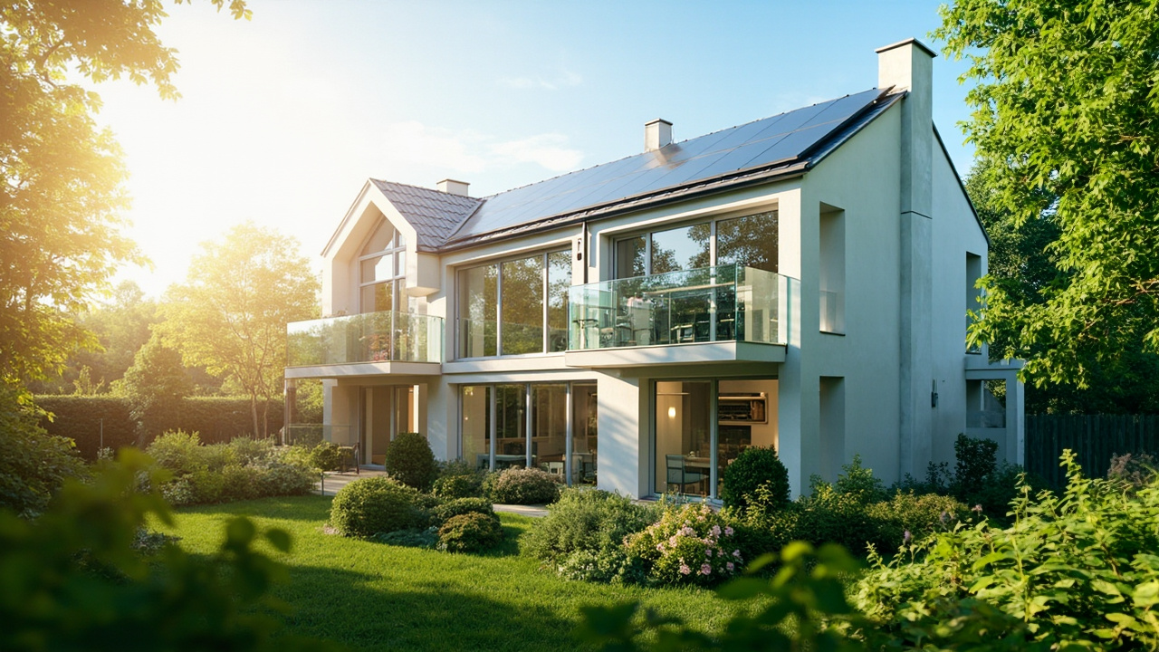 Maison passive avec panneaux solaires et fenetres grandes  
Maison passive avec isolation et ventilation efficace